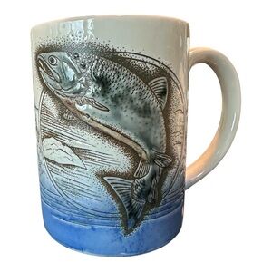 Vintage Trout Fish Cabincore Lake Textured Mug